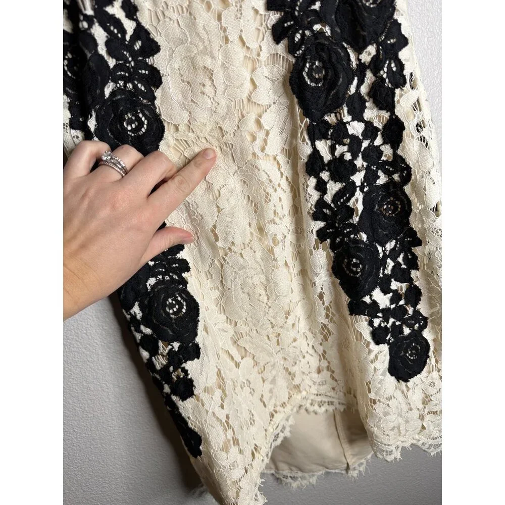 SAYLOR Alexis Mini Dress Size Small Cream & Black Lace Sleeveless - Picture 10 of 12